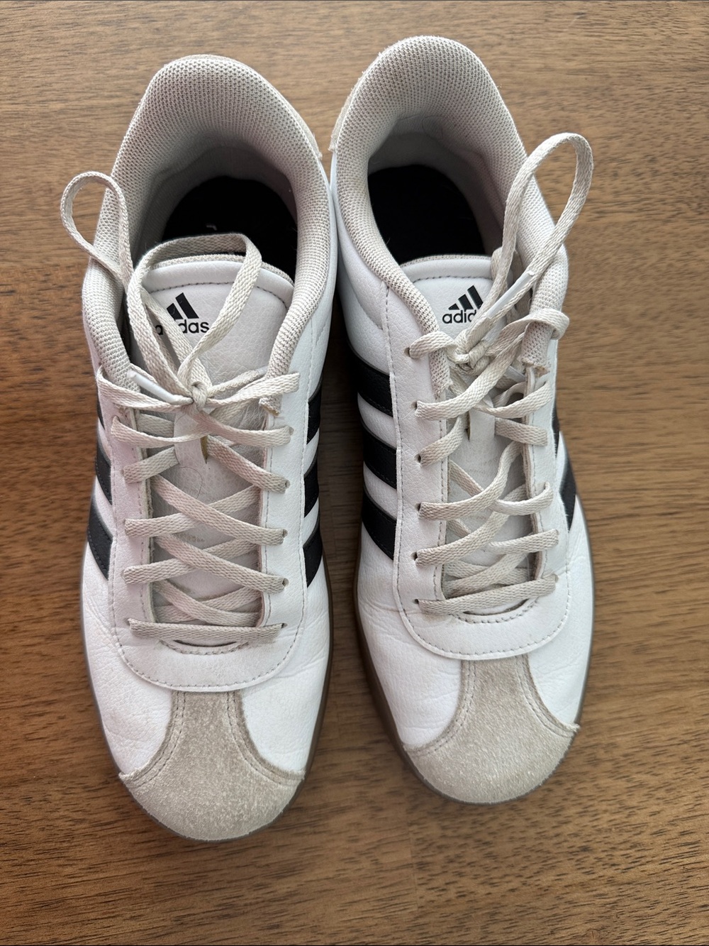 adidas White Sneakers with Black Stripes
